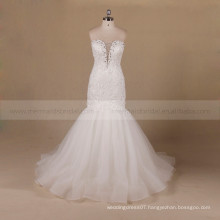 Decent Mermaid Style Beads Lie Around Sweet Heart Lace Wedding Dress